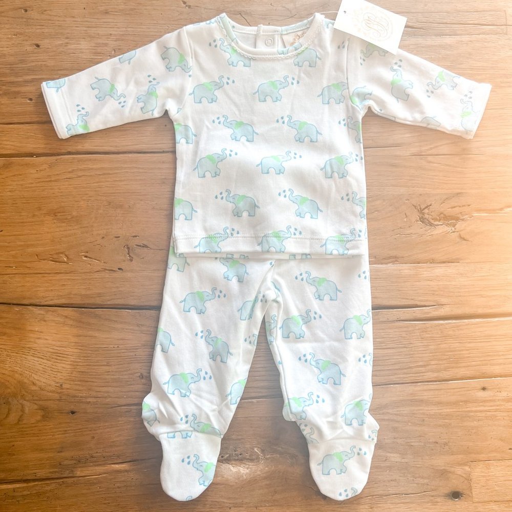 NWT! TBBC Ebullient Elephants Harts Hold Me Set, Size 3M